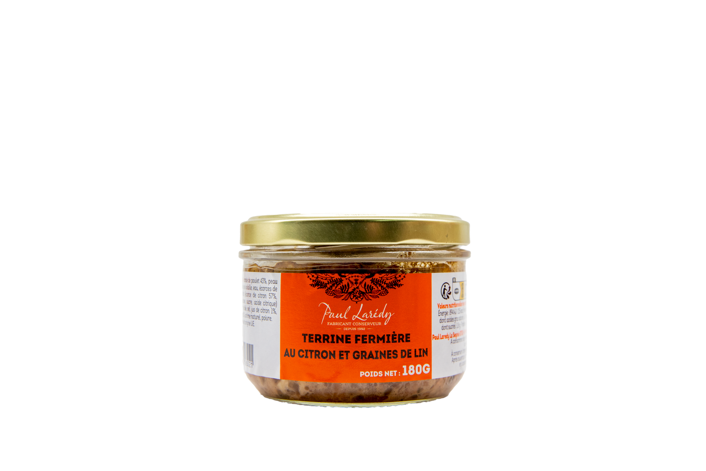 Terrine fermière au citron et graines de lin Paul Larédy (180gr)
